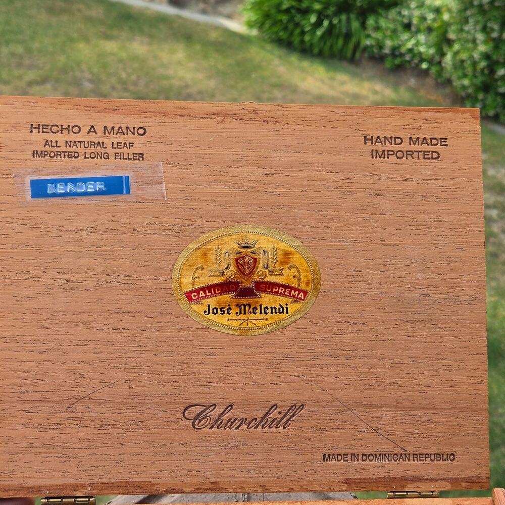 Vtg 1978 Custom Jose Melendi Churchill Wooden Cigar Keepsake Box - Picture 6 of 9